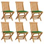 Sillas de jardín 6 uds con cojines verdes madera de teca de , Sillas de jardín - Ref: Foro24-3065595, Precio: 385,60 €, Descu...