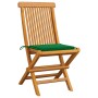 Sillas de jardín 6 uds con cojines verdes madera de teca de , Sillas de jardín - Ref: Foro24-3065595, Precio: 385,60 €, Descu...