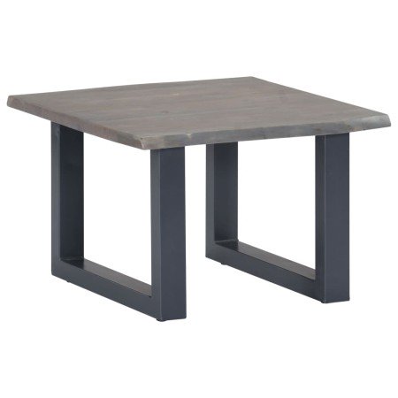 Mesa de centro con borde natural acacia maciza gris 60x60x40 cm en Mesas de centro | Comprar online en Foru.es