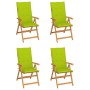 Sillas de jardín 4 uds madera de teca y cojines verde brillante de , Sillas de jardín - Ref: Foro24-3065541, Precio: 514,79 €...