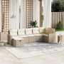 Set sofás de jardín 7 piezas y cojines ratán sintético beige en Conjuntos de jardín | Comprar online en Foru.es