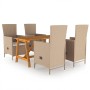 Juego de comedor de jardín 5 piezas beige de , Conjuntos de jardín - Ref: Foro24-3068759, Precio: 608,65 €, Descuento: %