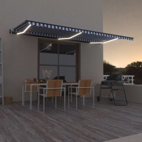 Toldo automático LED sensor de viento azul y blanco 600x350 cm de , Toldos - Ref: Foro24-3069251, Precio: 1,00 €, Descuento: %