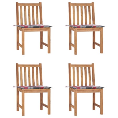 Sillas de jardín 4 unidades madera maciza de teca con cojines de , Sillas de jardín - Ref: Foro24-3073101, Precio: 446,76 €, ...