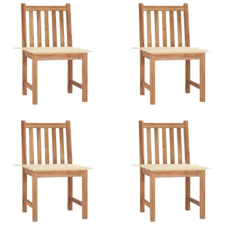 Sillas de jardín 4 unidades madera maciza de teca con cojines de , Sillas de jardín - Ref: Foro24-3073090, Precio: 458,37 €, ...