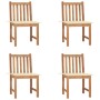 Sillas de jardín 4 unidades madera maciza de teca con cojines de , Sillas de jardín - Ref: Foro24-3073090, Precio: 458,37 €, ...