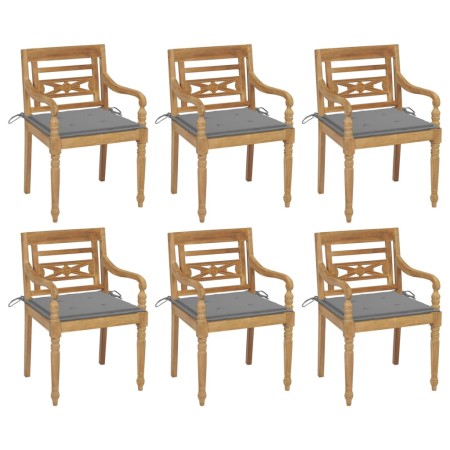 Sillas Batavia 6 unidades madera maciza de teca con cojines de , Sillas de jardín - Ref: Foro24-3073323, Precio: 752,45 €, De...