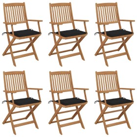 Sillas de jardín plegables 6 uds y cojines madera maciza acacia de , Sillas de jardín - Ref: Foro24-3074947, Precio: 353,67 €...
