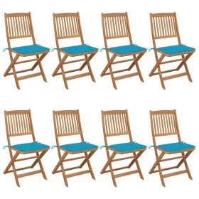 Sillas de jardín plegables 8 uds madera maciza acacia y cojines de , Sillas de jardín - Ref: Foro24-3075025, Precio: 383,46 €...
