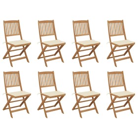 Sillas de jardín plegables 8 uds y cojines madera maciza acacia de , Sillas de jardín - Ref: Foro24-3075115, Precio: 410,49 €...
