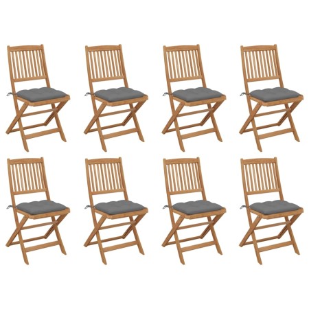 Sillas de jardín plegables 8 uds y cojines madera maciza acacia de , Sillas de jardín - Ref: Foro24-3075129, Precio: 399,91 €...