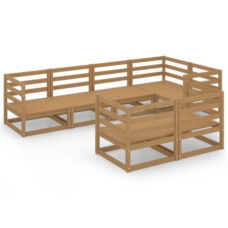 Muebles de jardín 7 piezas marrón miel madera maciza de pino de , Conjuntos de jardín - Ref: Foro24-3075647, Precio: 434,15 €...