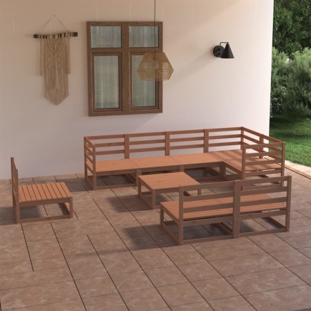 Muebles de jardín 9 piezas marrón miel madera maciza de pino de , Conjuntos de jardín - Ref: Foro24-3075672, Precio: 614,04 €...