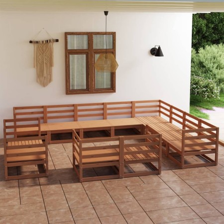 Muebles de jardín 12 piezas marrón miel madera maciza de pino de , Conjuntos de jardín - Ref: Foro24-3075957, Precio: 789,36 ...