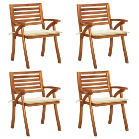 Sillas de jardín con cojines 4 unidades madera maciza de acacia de , Sillas de jardín - Ref: Foro24-3075176, Precio: 503,41 €...