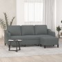 Sofá de 3 plazas con taburete de tela gris oscuro 180 cm de , Sofás - Ref: Foro24-3201136, Precio: 329,42 €, Descuento: %