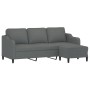 Sofá de 3 plazas con taburete de tela gris oscuro 180 cm de , Sofás - Ref: Foro24-3201136, Precio: 329,42 €, Descuento: %