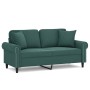 Sofá de 2 plazas con cojines terciopelo verde oscuro 140 cm de , Sofás - Ref: Foro24-3200947, Precio: 291,09 €, Descuento: %