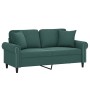 Sofá de 2 plazas con cojines terciopelo verde oscuro 140 cm de , Sofás - Ref: Foro24-3200947, Precio: 291,09 €, Descuento: %