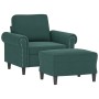 Sillón con taburete terciopelo verde oscuro 60 cm de , Sofás - Ref: Foro24-3201207, Precio: 216,37 €, Descuento: %