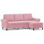 Sofá de 3 plazas con taburete de terciopelo rosa180 cm de , Sofás - Ref: Foro24-3201218, Precio: 379,90 €, Descuento: %