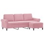 Sofá de 3 plazas con taburete de terciopelo rosa180 cm de , Sofás - Ref: Foro24-3201218, Precio: 379,90 €, Descuento: %
