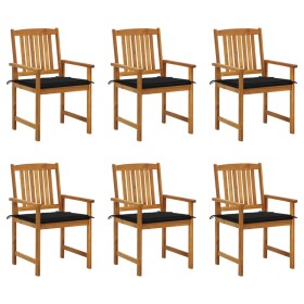 Sillas de jardín y cojines 6 unidades madera maciza de acacia de , Sillas de jardín - Ref: Foro24-3078158, Precio: 457,49 €, ...