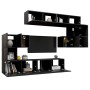 Set de muebles de salón TV 8 piezas madera ingeniería negro de , Muebles TV - Ref: Foro24-3078828, Precio: 297,73 €, Descuent...