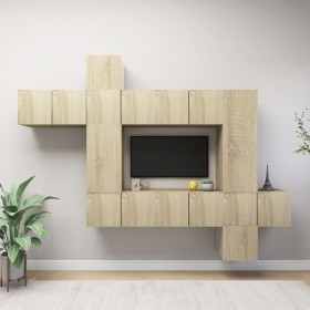 Set muebles de salón TV 10 pzas madera ingeniería roble Sonoma de , Muebles TV - Ref: Foro24-3079052, Precio: 288,32 €, Descu...