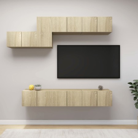 Set de muebles salón TV 7 pzas madera ingeniería roble Sonoma de , Muebles TV - Ref: Foro24-3079044, Precio: 206,61 €, Descue...