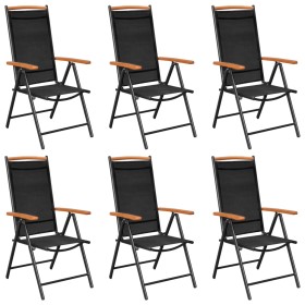Sillas de jardín plegables 6 unidades textilene negro de , Sillas de jardín - Ref: Foro24-312187, Precio: 326,39 €, Descuento: %