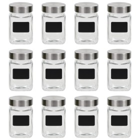 Tarros de almacenaje con pegatina 12 unidades 300 ml de , Botes de galletas - Ref: Foro24-50855, Precio: 33,46 €, Descuento: %