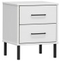 Mesita de noche patas de metal madera maciza pino blanca OSLO de , Mesitas de noche - Ref: Foro24-350975, Precio: 78,27 €, De...