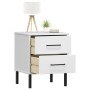 Mesita de noche patas de metal madera maciza pino blanca OSLO de , Mesitas de noche - Ref: Foro24-350975, Precio: 78,27 €, De...