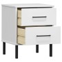Mesita de noche patas de metal madera maciza pino blanca OSLO de , Mesitas de noche - Ref: Foro24-350975, Precio: 78,27 €, De...