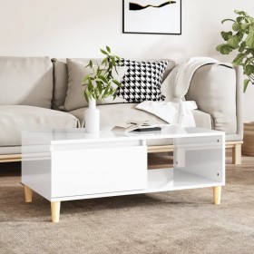 Mesa de centro madera contrachapada blanco brillo 90x50x36,5 cm de , Mesas de centro - Ref: Foro24-821046, Precio: 73,75 €, D...