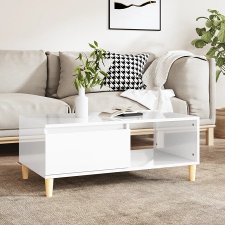 Mesa de centro madera contrachapada blanco brillo 90x50x36,5 cm de , Mesas de centro - Ref: Foro24-821046, Precio: 73,75 €, D...