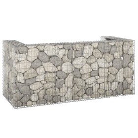Muro gaviones para contenedor basura galvanizado 254x100x110 cm de , Soportes para contenedores de residuos - Ref: Foro24-151...