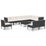 Set de muebles de jardín 11 pzas cojines ratán sintético negro de , Conjuntos de jardín - Ref: Foro24-3094452, Precio: 936,21...