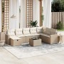 Set de sofás de jardín 9 pzas con cojines ratán sintético beige en Conjuntos de jardín | Comprar online en Foru.es