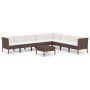 Set muebles de jardín 9 pzas y cojines ratán sintético marrón de , Conjuntos de jardín - Ref: Foro24-3094459, Precio: 674,09 ...