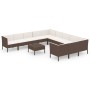 Set muebles de jardín 12 pzas y cojines ratán sintético marrón de , Conjuntos de jardín - Ref: Foro24-3094499, Precio: 899,26...