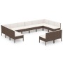 Set muebles de jardín 12 pzas y cojines ratán sintético marrón de , Conjuntos de jardín - Ref: Foro24-3094611, Precio: 921,16...