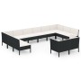Set muebles de jardín 12 pzas y cojines ratán sintético negro de , Conjuntos de jardín - Ref: Foro24-3094624, Precio: 1,00 €,...