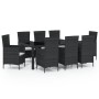 Set comedor de jardín 9 piezas y cojines ratán sintético negro de , Conjuntos de jardín - Ref: Foro24-3094846, Precio: 642,43...