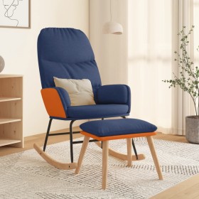 Silla mecedora con reposapiés tela azul de , Mecedoras - Ref: Foro24-3097405, Precio: 150,89 €, Descuento: %