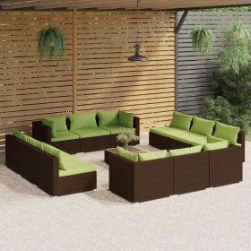 Set muebles de jardín 13 pzas y cojines ratán sintético marrón de , Conjuntos de jardín - Ref: Foro24-3101596, Precio: 1,00 €...