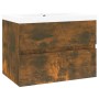 Mueble de baño con lavabo madera contrachapada roble ahumado de , Tocadores de baño - Ref: Foro24-3152867, Precio: 154,83 €, ...
