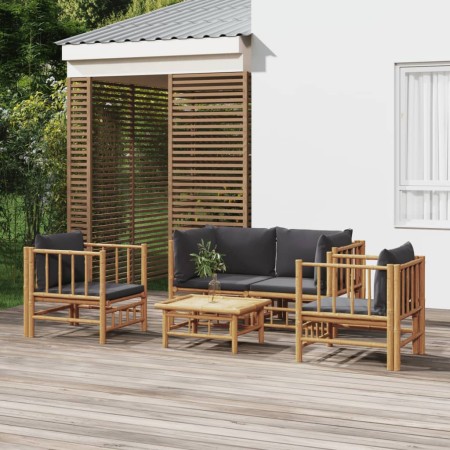 Set de muebles de jardín 5 piezas bambú con cojines gris oscuro de , Conjuntos de jardín - Ref: Foro24-3155217, Precio: 520,1...
