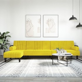 Sofá cama en forma de L terciopelo amarillo 260x140x70 cm de , Sofás - Ref: Foro24-3157246, Precio: 366,53 €, Descuento: %